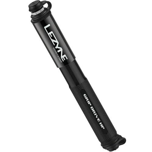 LEZYNE Grip Drive HP Bike Hand Pump | Compact Durable Aluminum High-Pressure 120 PSI Mini Bicycle Pump with ABS Flex Hose, Presta & Schrader Compatible, Frame Mount Included, Black, Small