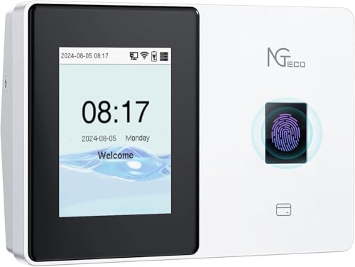 NGTeco Reloj de Fichar Cloud-TC2,Terminal Biométrica WiFi 5GHz con App Móvil y Gestión en la Nube, Control Remoto (Sin Cuotas Mensuales) para Pequeñas Empresas