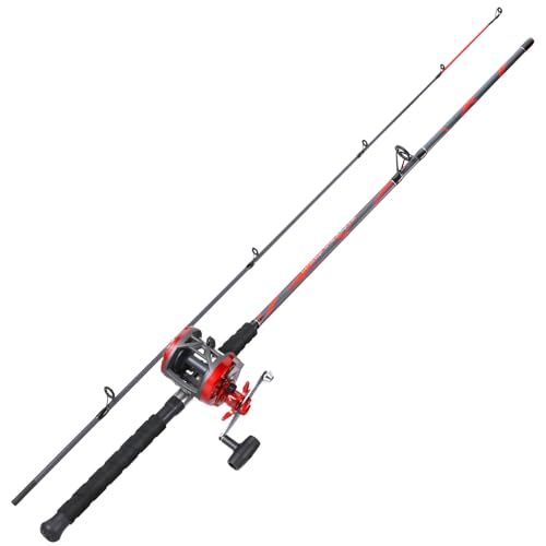 Sougayilang 2,1 m Angelrute und Rolle im Set, 2-teilige Brandungsrute, GCTA30 Rundrolle, Links-/rechtshändig, geeignet für Küsten-/Bootsangeln-GCTA30-R