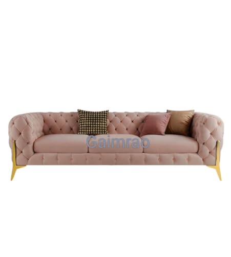 Image of Classic 3+1= 4 Seater with Footrest Seater Sofa Set Luxury Chesterfield Modern Fahionalable Sleeper Sofa for Living Room, Dining Room, (Light Pink F)