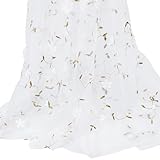 CABODYALS Tela de Tul Blanco Bordado de 172cm, Malla Transparente con Flores 3D, Estilo Vintage Floral, de Poliéster, Transpirable, para Coser, Decorar el Hogar, Bodas, Accesorios de Ropa Y Manualida