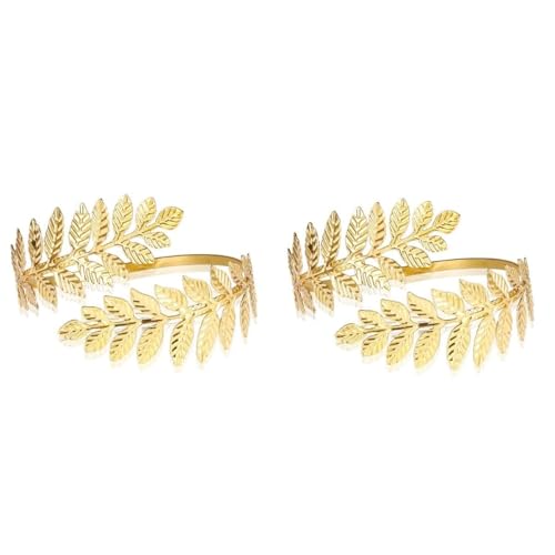 1 Pair Fashion Swirl Leaf Upper Arm Band Bracelet Armlet Cuff Open Bangle Armband Adjustable Hammered Wrap For Women Wedding Jewelry Accessories