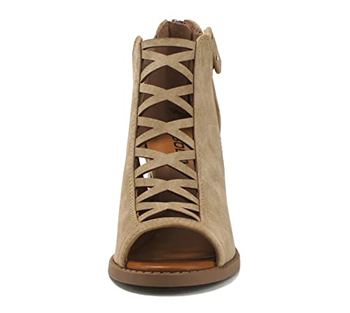 Image of Soda Aran ~ Women Open Toe Crisscross Straps Back Zipper High Heel Fashion Sandal with Adjustable Ankle Strap