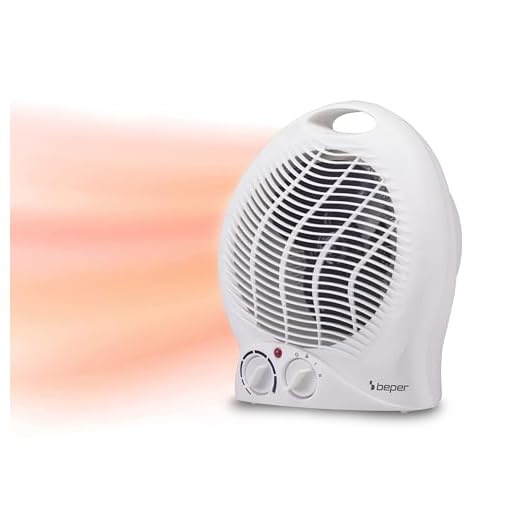 BEPER P203TER203 Calefactor eléctrico compacto, 2 niveles de potencia, 2000 W, termostato, función ventilador, asa integrada y protección contra sobrecalentamiento
