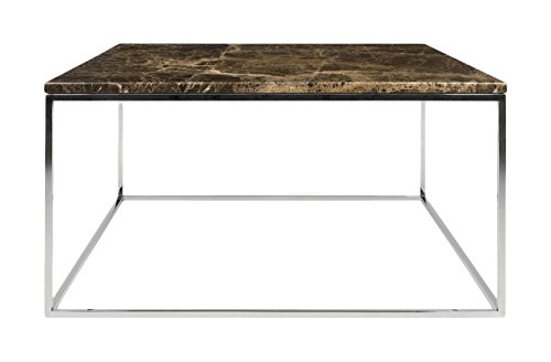 Image of APRODZ Stainless Steel Perlite Square Granite Top Coffee Table for Living Room | Center Table for Home | Brown Granite