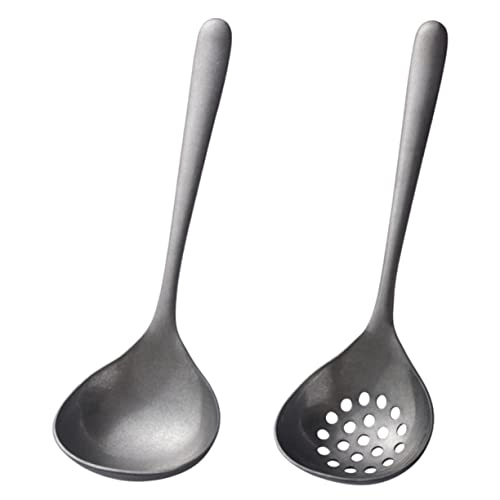 Cabilock Utensilios De Cocina Cucharón y Cuchara Ranurada De Acero Inoxidable Alimenticio Sartén Larga Mango Resistente Para Servir Sopa y Colar Alimentos