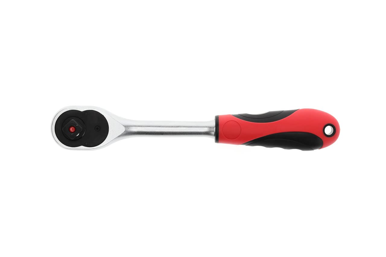 Gedore 3300410 Carraca Reversible De 2 Componentes 1/2", Rojo/Negro | Con mango ergonómico 2K, botón de liberación, dentado fino con 72 dientes, tubo de acero