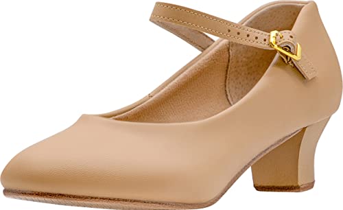 Linodes PU Leather Ankle Strap Character Shoe 1.55'' Dance Shoes for Women-UPD