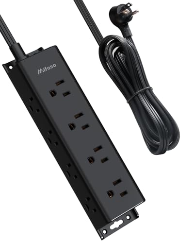 Surge Protector Power Strip - 12 Widely Spaced Multi Outlets, Wall Mount, 3 Side Outlet Extender with Extension Cord, Flat Plug, Overload Protection, Home Office Dorm Room Essentials (5FT, Black)