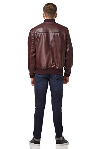 70'S RETRO BOMBER Men's Oxblood Classic Soft Italian Nappa Leather Jacket 12293