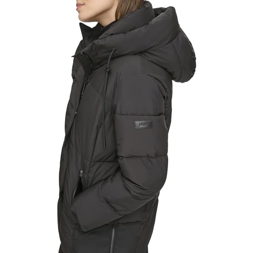 DKNY Women's Hooded Long Down Alternative Puffer Jacket2