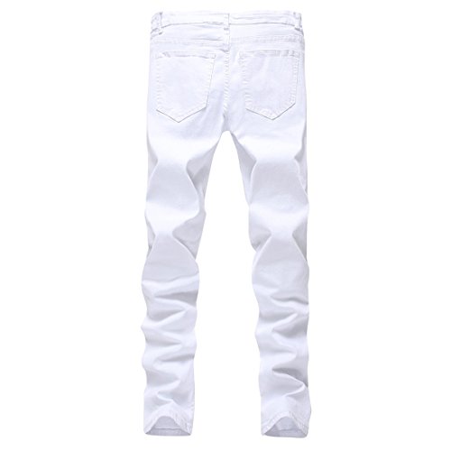 BYQ Pishon Men's Ripped Jeans Distressed Destroyed Jeans Straight Leg Stretchy Knee Holes Denim Pants for Men2