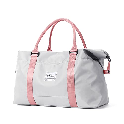Sport Travel Duffle Bag Large Gym Tote Bag For Women, Weekender Bag Carry On Bag For Airplane, Ladies Beach Bag Overnight Bag Waterproof Bag Luggage Bag With Wet Bag Grey #TOP1