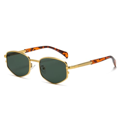 Lunettes de soleil rétro polygone en métal noble et verres de luxe