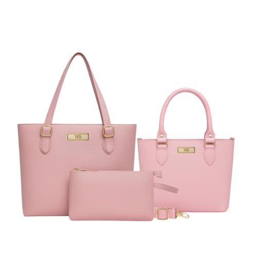 Kit Bolsa Feminina Grande + Baú + Carteira (Rosa)…