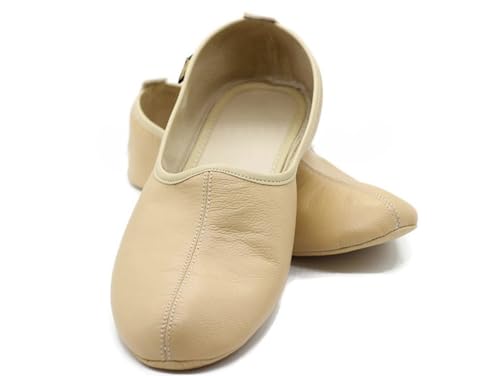 Women's Indoor Leather Slippers Cream in Womens Size 5 Traditional Babouche House Shoes Moccasin3