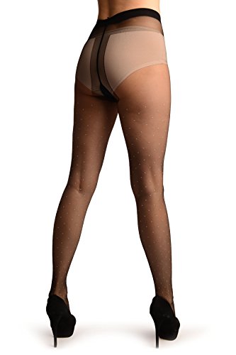 Black With Small Light Pink Woven Polka Dot Tights - Pantyhose (Tights)4
