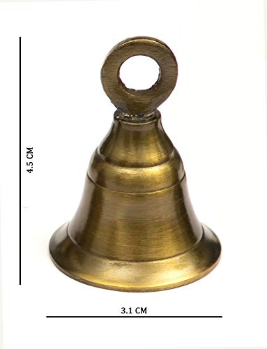 Aroha® Metal Pooja Mandir Hanging and Decorative Bell with J Hook (Pack of 6 - Antique), Gold