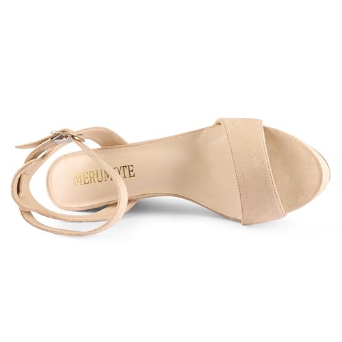Image of MERUMOTE Women's Fashion Platform Sandals Block Heels Wedding Summer Dress Shoes