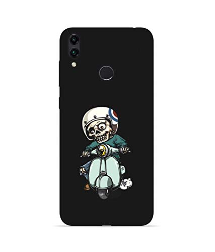 Image of Silence Printed Colorful Shield of Man Driving Scooter Designer Hard Back Case Cover for Huawei Honor 8C