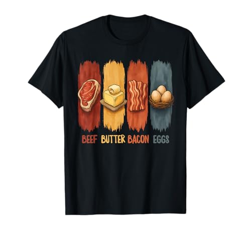 Beef Butter Bacon Eggs Vintage Carnivore Diet Retro BBBE T-Shirt