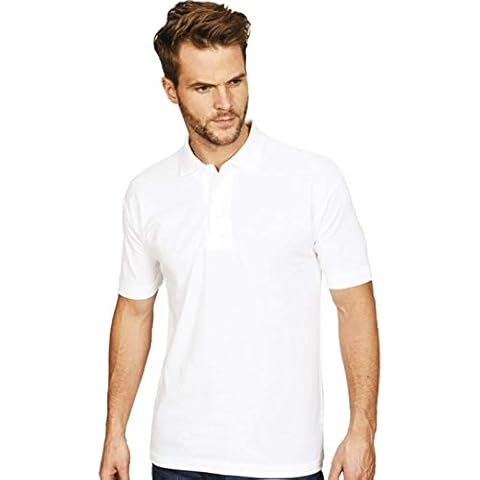 Men's Plain Pique Polo Shirt in White Cover