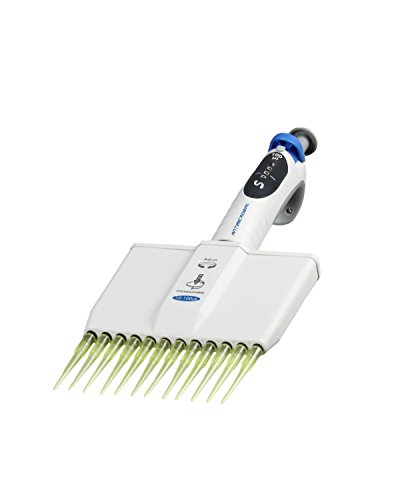 Jackson Global JS-TP12D100H 10-100uL Adjustable Volume Multi-Channel Micropipette Pipettors with 12 Channels | 4-Position Volume Settings | High Chemical and UV Resistance