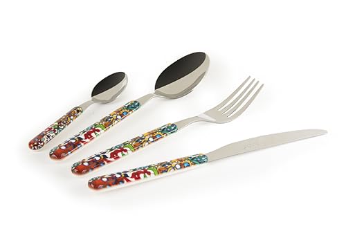 Excelsa Lisbona Set 16 Posate, Acciaio INOX, Manico in Plastica