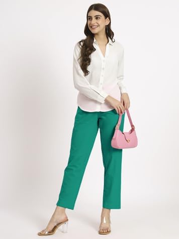Image of Aarav Fabric Women's 100% Cotton Casual Pant | Ankle Length Regular fit Cotton Trouser | Straight Fit Formal Pants for Kurti, Office, Casual and Daily Outdoor Lifestyle