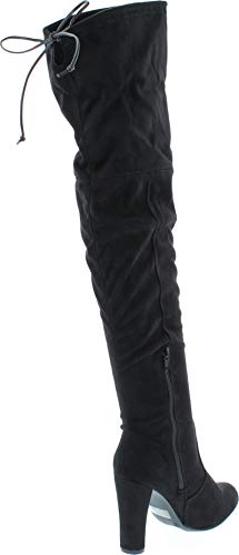 Wild Diva Lounge Amaya-01 Women's Over The Knee Tie Up High Block Heel Dress Boots,Black,10 #TOP4