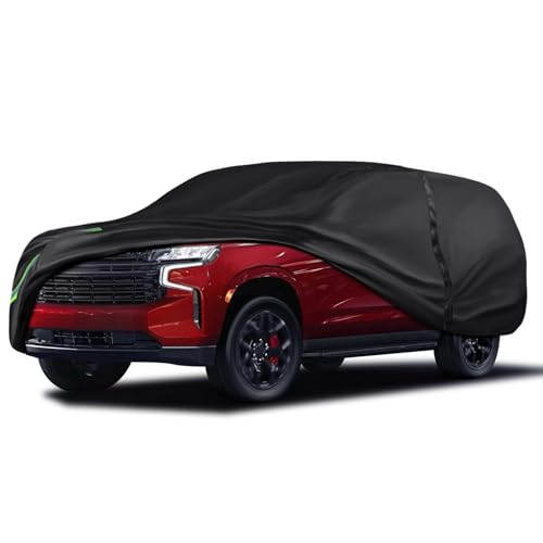 Image of 600D 16-Layer Heavy Duty Universal Car Cover, All Weather Waterproof Outdoor & Indoor Full Protection, UV Sun Snow Rain Dust & Scratch Resistant, OD-15 - Fit SUVs 214 inch-236 inch in Length, Black