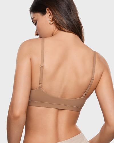 Image of INLYRIC Women's Inbarely Triangle Bralette Plunge Unlined Seamless Bra No Underwire Sexy Comfortable Everyday