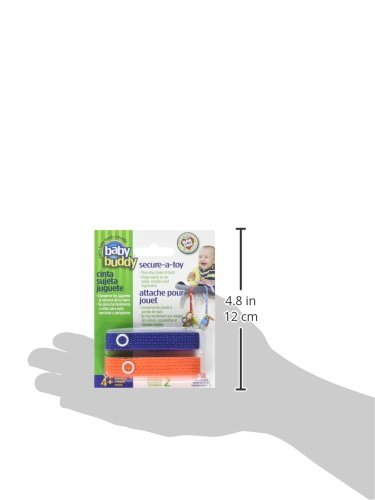 Baby Buddy Secure-A-Toy, Safety Strap Secures Toys, Teether, Pacifiers To Strollers, Highchairs, Car Seats, Adjustable Length Keep Toys Sanitary, Registry Must Haves, Blue-Orange-Grey-Black, 4 Count #TOP7