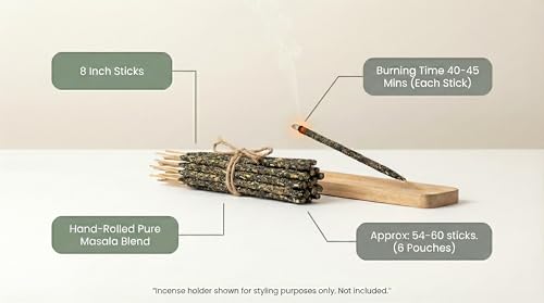 Image of Satya Smudge Incense Stick - Hand-Rolled Indian Masala Incense for Meditation, Yoga & Spiritual Cleansing Pack of 6 (Smudge White Sage)