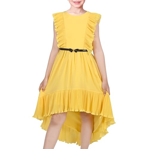 Vestido formal de niña para bodas y pajes con falda de volantes y cinturón elegante