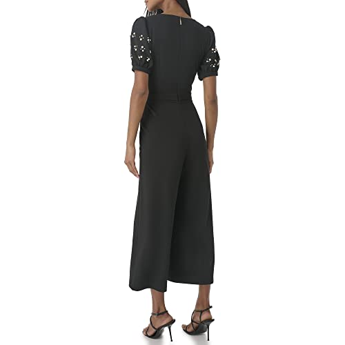 Image of Karl Lagerfeld Paris Womens Embellished Puff Sleeve V-Neck Dress