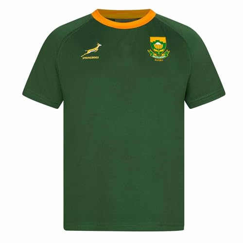GIFTS 4 ALL Official Kids Springboks Shirt Kids South Africa Rugby Training Top (UK Age 13-14 Years Regular Green)