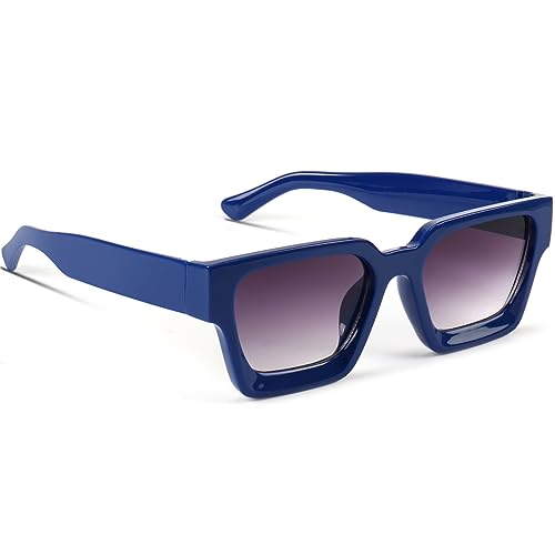 Trendy Square Sunglasses for Men Women Fashion Thick Rectangle Sun Glasses UV Protection Shades Designer Style