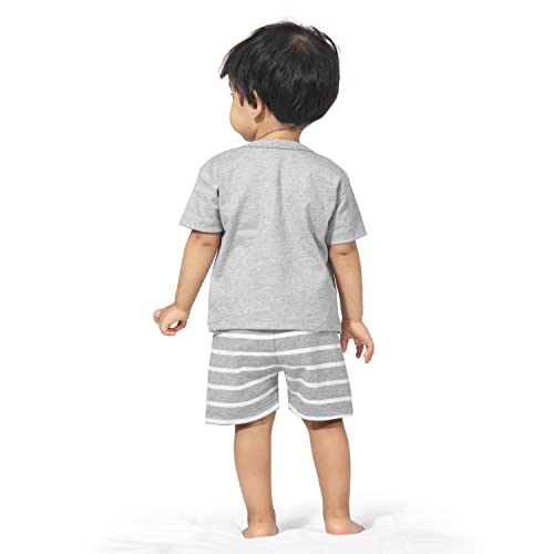 Image of ARIEL Baby Boys & Baby girls Cotton Printed Round Neck Half Sleeve T-shirt & Short Summer Clothing Sets