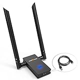 USB 3.0 WiFi Adapter AC 1300Mbps with 39' USB Cable, Long Range High Gain 6DBI Dual Band Antennas 5G/2.4Ghz Wireless Network Adapters for Desktop PC