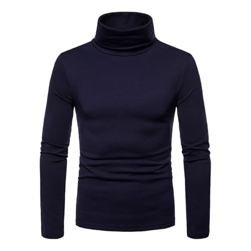 Men's Casual Knitted Jumpers Solid Color Turtle Neck Sweater Long Sleeve Fall Pullovers
