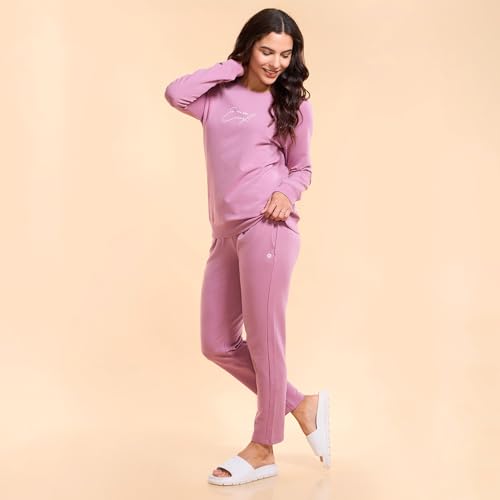 Image of Enamor Mid Rise Ankle Length Drawstring Relax Pants for Women - Slim Fit, Stretch French Terry - E060