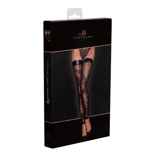 Medias de tul F243 Noir Handmade con bordado de flocado texturizado de alta costura