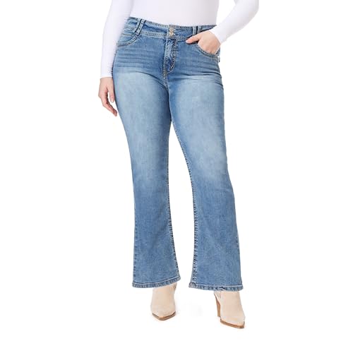 Image of WallFlower Luscious Curvy Bootcut Jeans for Women, Mid-Rise Insta Stretch Denim, Size-Inclusive Juniors Jeans