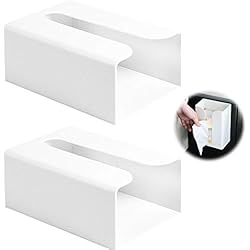 Dispensador Papel Secamanos Sobremesa Dispensador de Toallas de Papel Sin Agujeros Caja Porta Pañuelos para Montaje en Pared Dispensador de Secamanos Dispensador de Bolsas de Basura Dispensador de Papel de Manos Plástico Blanco 2 Piezas