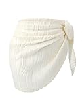 Geyoga Women Sarong Coverups Beach Skirt Triangle Shawl Wraps Short Bikini Skirt Bathing Suit for Swimwear (Beige)