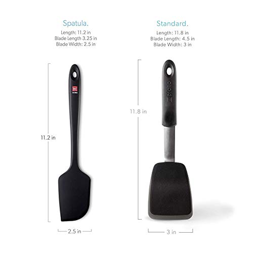 DI ORO Gold Premium 2-Piece Silicone Spatula Set - Standard & Large (Black) - 600F Heat-Resistant