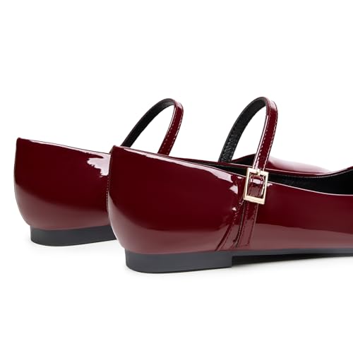 Trary Women's Flats,Mary Jane Ballet Shoes for Women,Square Toe Ankle Strap Flats for Women, Comfortable Dress Shoes.3