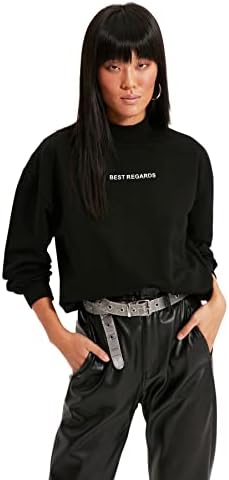 Felpa Donna Con Scollo A V E Slogan - Trendyol Collection - Foto 6