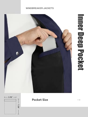 MAGNIVIT Men's Lightweight Jackets Light Windbreaker Full Zip Up Stylish Golf Coat Business Work Casual Dress